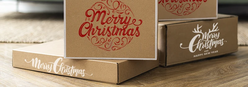 scatole cartone personalizzate Merry Christmas